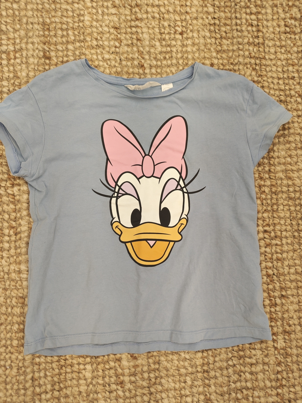 H&M Light Blue Graphic Tee with Pink Bow